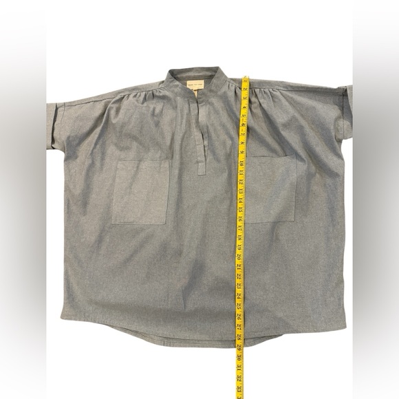 Laude the Label Split Neck Top Oversized Chambray Cotton Shirt Size S/M - Picture 4 of 8